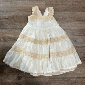 Jason Wu Girls Size 5T Sleeveless Dress Cream White Boho Beach Vacation Lace 5